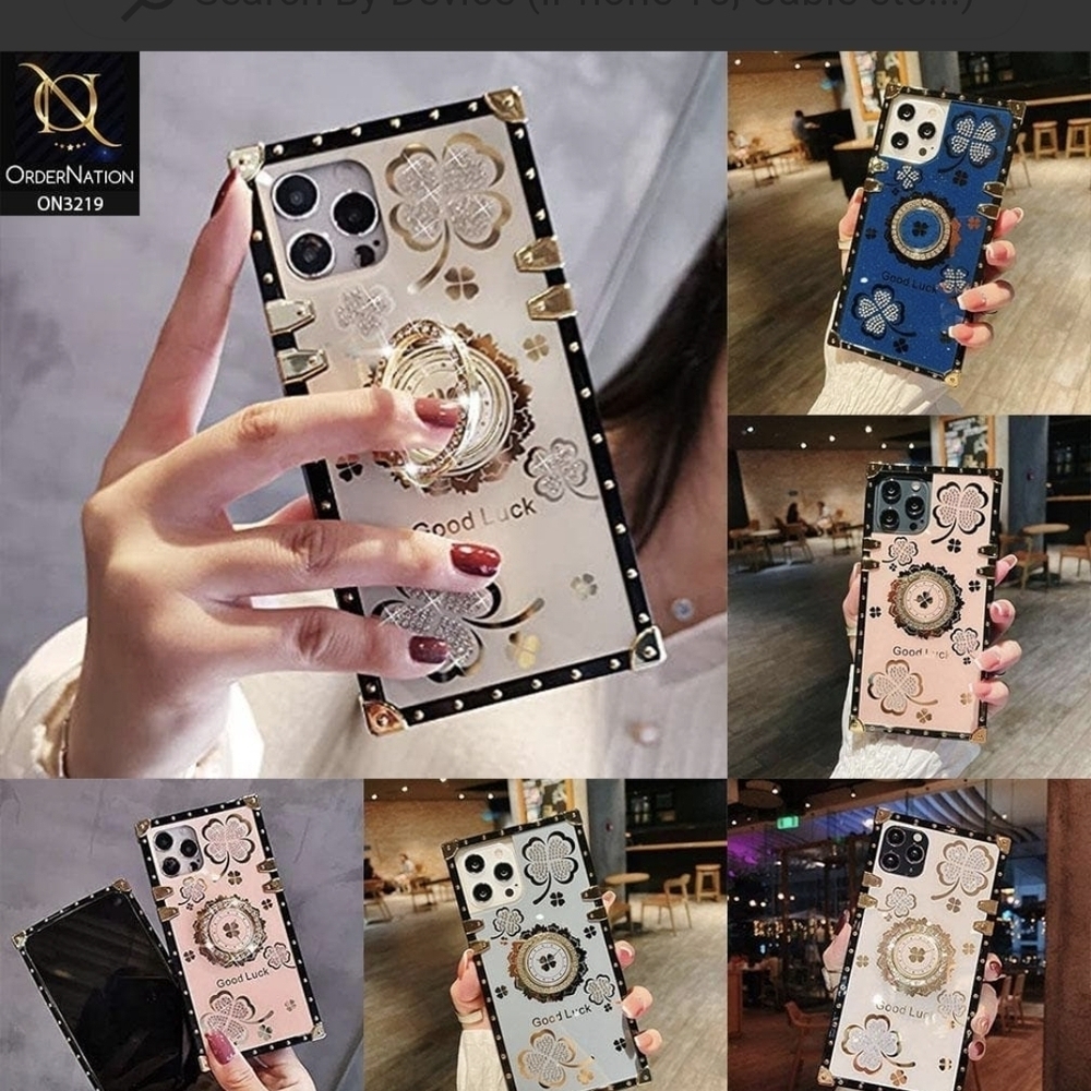 Samsung Galaxy Note 10 Case Good Luck Bling Diamond Square TPU Cover Kickstand - Picture 2 of 3